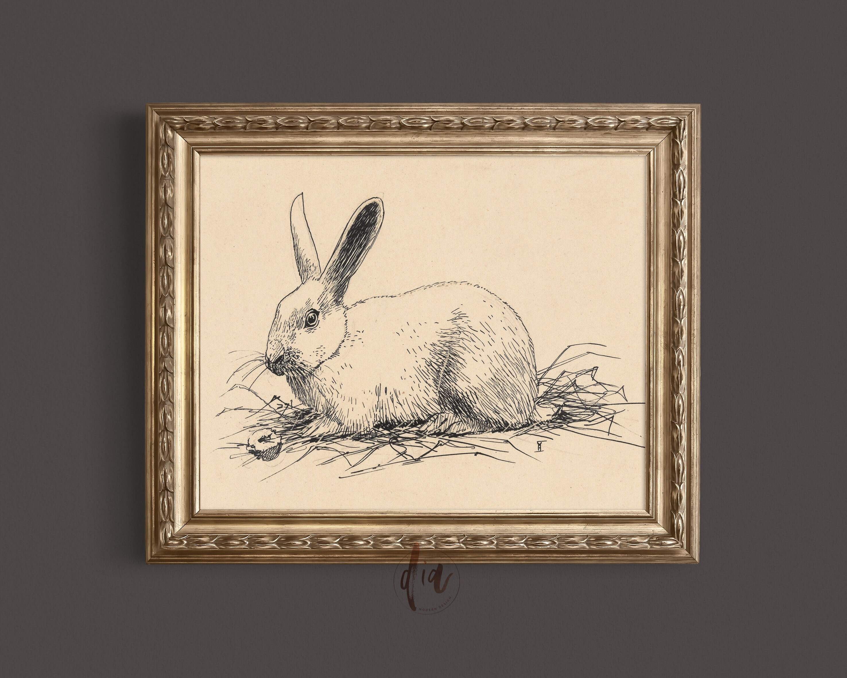Vintage Drawing Bunny Rabbit, Easter Wall Art, Antique Print, French ...