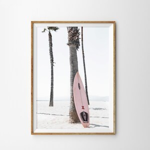 Coastal Wall Art Set of 6 Prints Pink Surfboard Surf Poster - Etsy