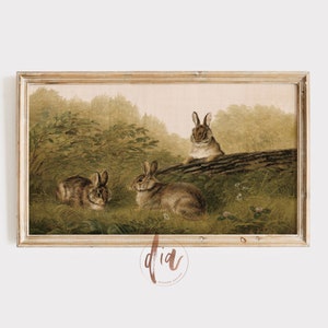 Samsung Frame TV Art, Rabbit Painting, VIntage Bunny Print, Easter TV Art, Digitale Download, LG tv