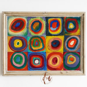 Bright Abstract Horizontal Wall Art Print, Maximalist Decor, Aesthetic Room Decor, Abstract Painting, Modern Vintage Print, Printable Art
