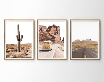 Desert Wall Art Southwestern Decor Set of 3 Prints Arizona Desert Boho Travel Poster Boho Dorm Room Decor Western Themed Printable Wall Art
