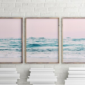 Ocean Print Gallery Wall Set Blush Pink Wall Art Set of 3 - Etsy