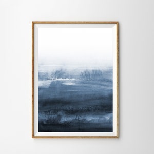 Blue Watercolor Print Indigo Blue Abstract Painting Downloadable Art Printable Wall Art Large Poster Print Abstract Ocean Print Minimalist