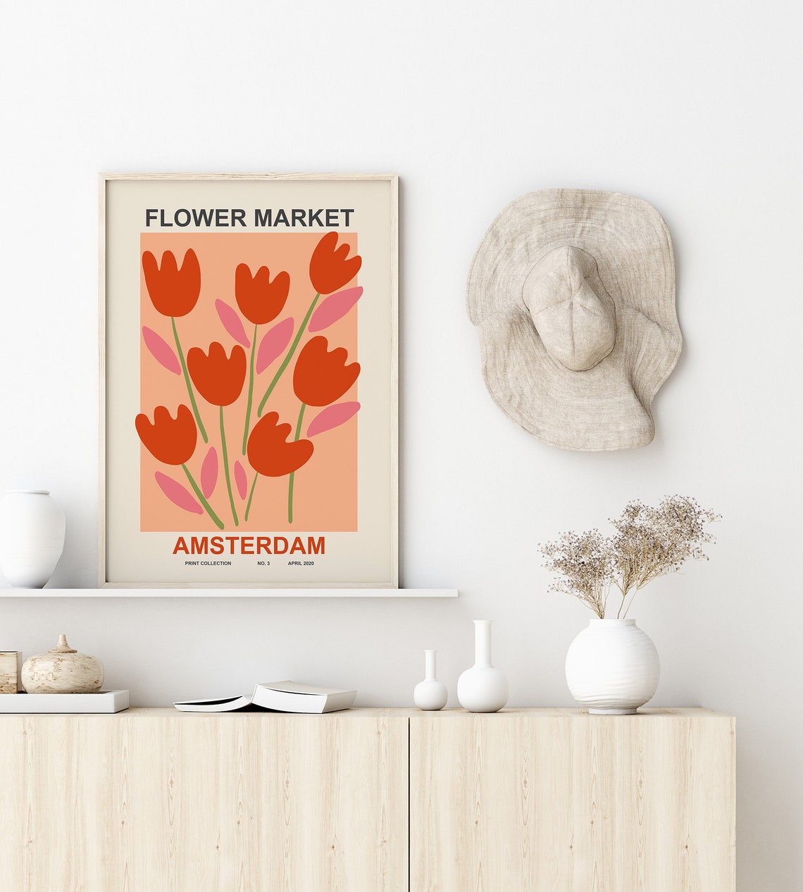 Flower Market Poster Print Amsterdam Tulip Wall Art Abstract Flower ...