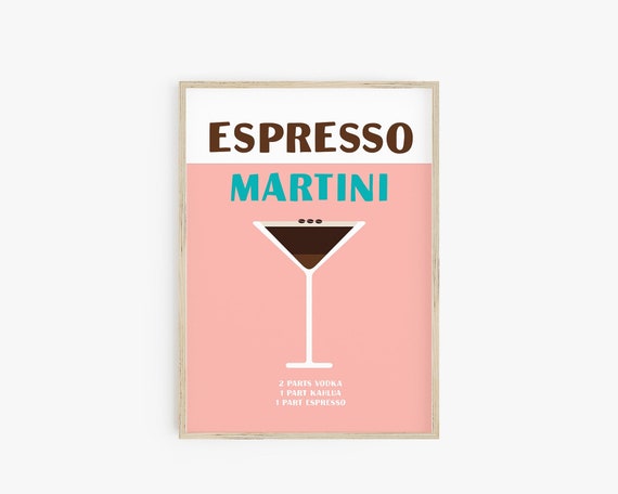 Espresso Martini Cocktail Poster, Cocktail Printable, Preppy Room Decor, Alcohol Print, Bar Cart Decor, Bar Cart Wall Art, Martini Art Print
