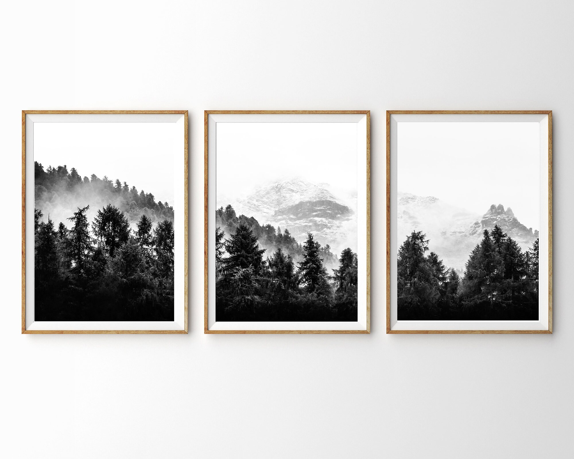 Pink Foggy Photography Mountain Poster Foggy Mountain Print Forest Fog Print Scandinavian wall art Nordic Nature Print Minimal Art