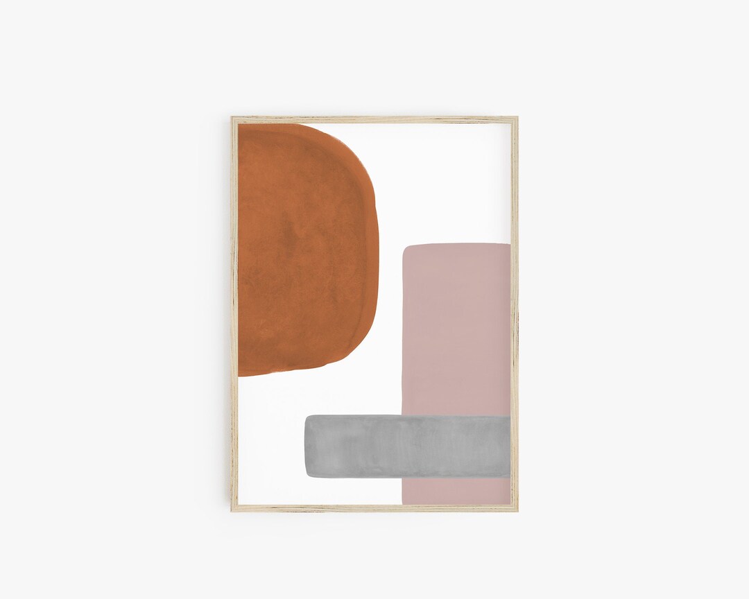 Abstract Shapes Print Mid Century Modern Prints Geometric Art Blush ...