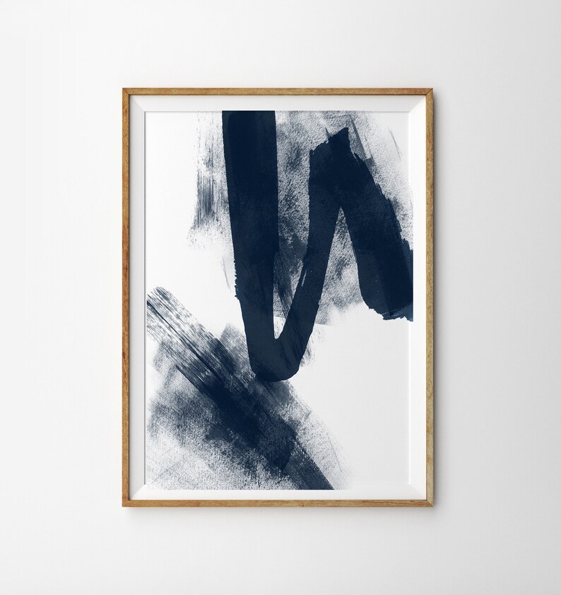 Indigo Blue Abstract Wall Art Set of 2 Prints Navy Watercolor Etsy Canada