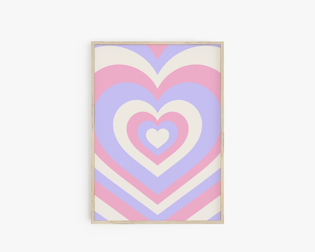 Retro Heart Print Y2K Print Pastel Heart Wall Art Y2K Etsy