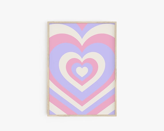 Retro Heart Print, Y2K Print, Pastel Heart Wall Art, Y2K Decor, Danish  Pastel Decor, Trendy Wall Art Teen Girls Room Decor, Dorm Room Decor -   Canada