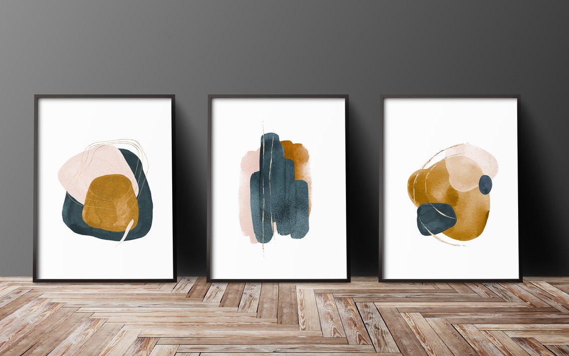 Set of 3 Prints Abstract Art Prints, Large Wall Art, Printable Wall Art ...