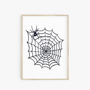 Halloween Druck 3er Set, moderne minimalistische Drucke, druckbare Wandkunst, Fledermaus Geister Kunst, Spinnennetz, Digitaldrucke, großes Poster Druck Bild 6