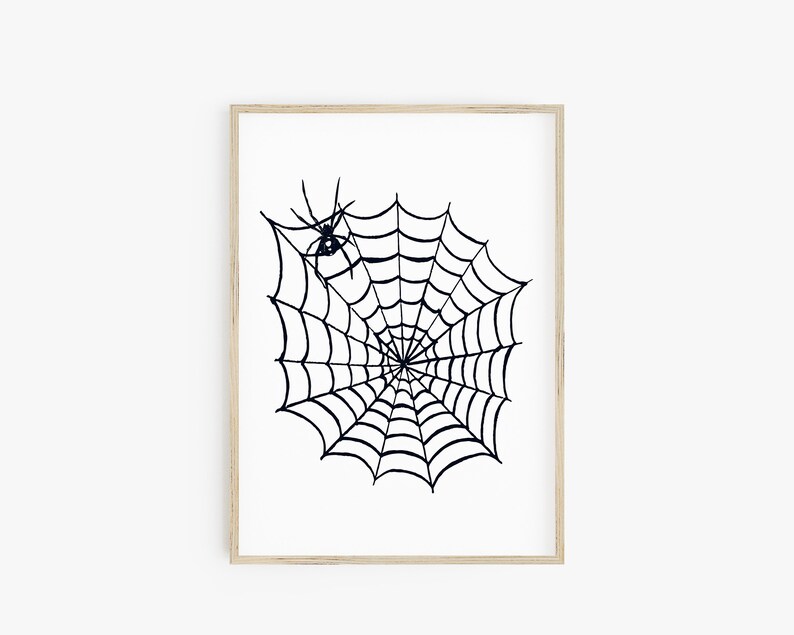 Halloween Druck 3er Set, moderne minimalistische Drucke, druckbare Wandkunst, Fledermaus Geister Kunst, Spinnennetz, Digitaldrucke, großes Poster Druck Bild 6