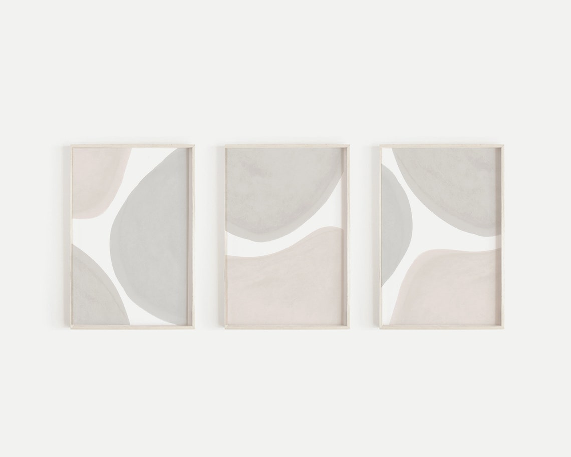 Neutral Wall Art Set of 3 Prints Abstract Art Print Set Watercolor ...