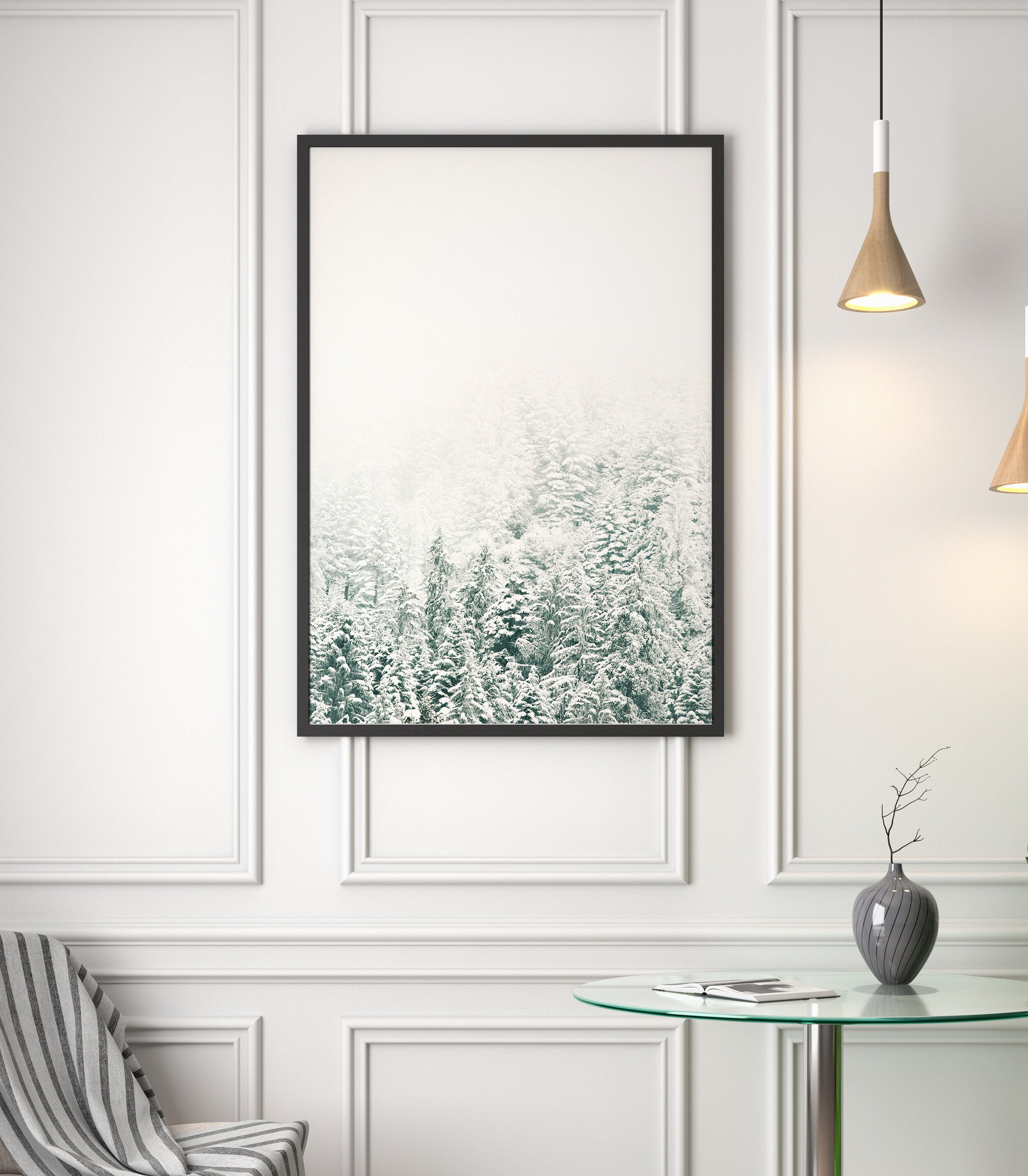 Fir Trees Print Snowy Forest Winter Wall Art Woodland Print Printable ...