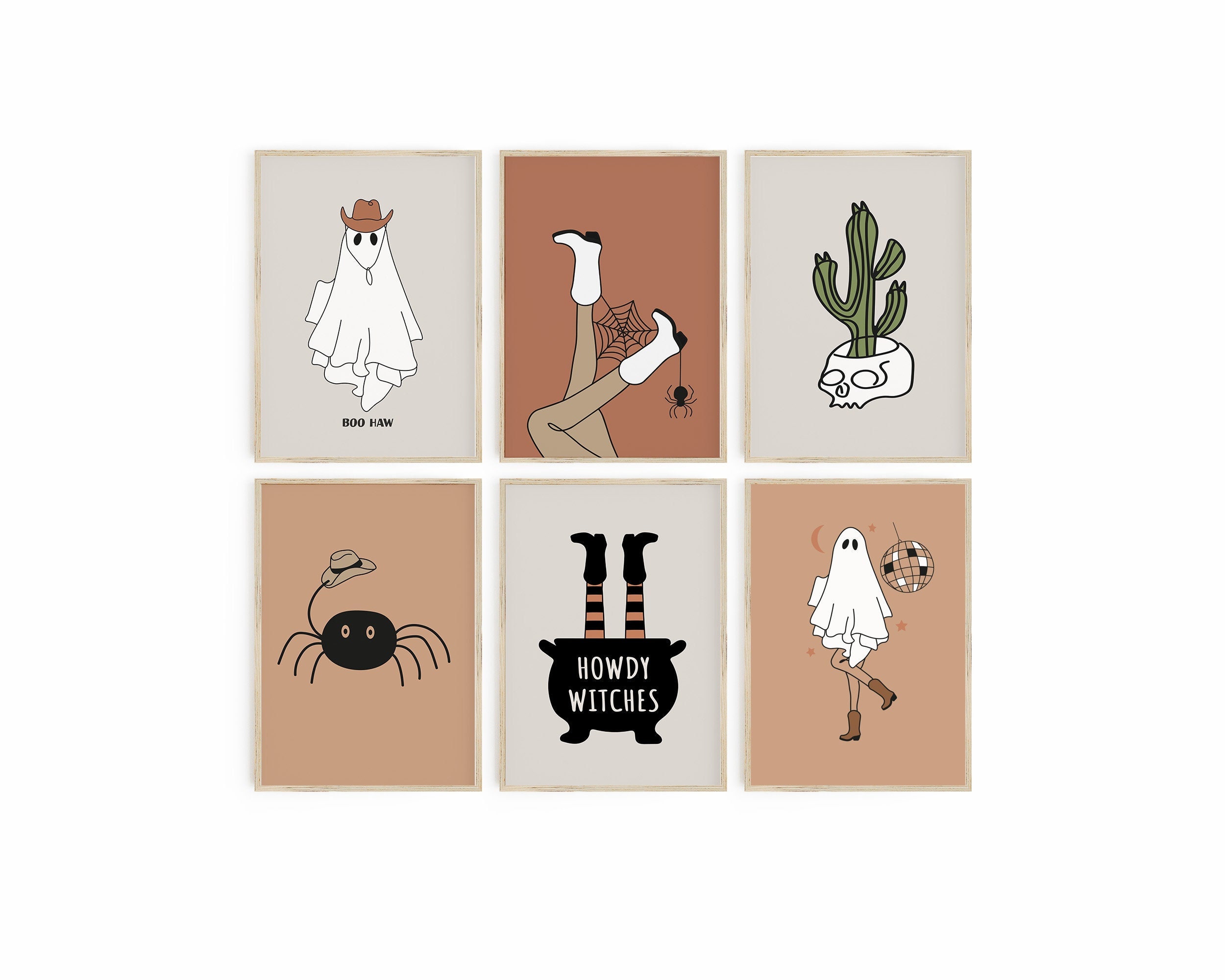 Halloween Print Set Rodeo Ghost Poster Bundle Cowboy Ghost - Etsy