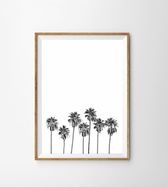 Palm Tree Wall Art Palm Tree Poster Print Black and White Beach Decor Coastal Wall Art California Wall Art Prints Palms Print Printable Art