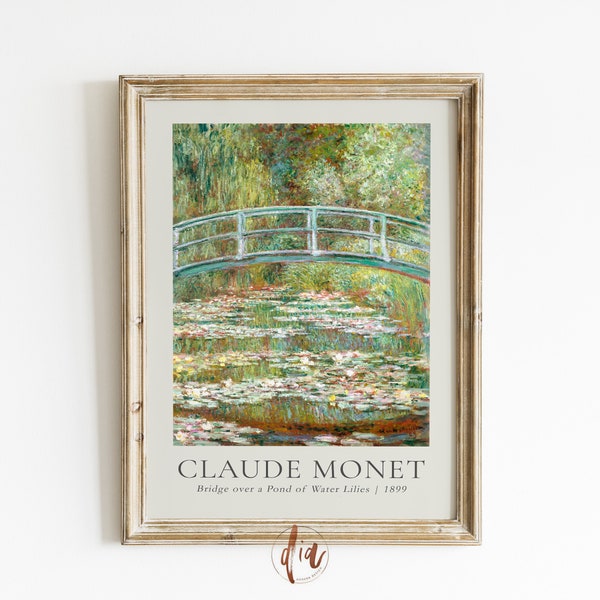 Monet Print, Claude Monet Poster, Bridge over a Pond of Water Lilies Exhibition Poster, Vintage Print, Monet Painting, Printable Wall Art