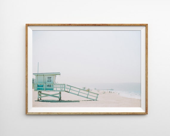 Lifeguard Tower Surf Print Beach Print Printable Art Tropical Decor Coastal Wall Art California Beach Photography Ocean Print Turquoise