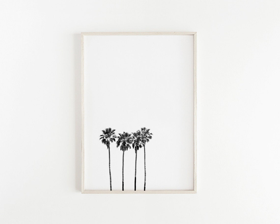 Palm Trees Print Beach Decor Black & White Wall Art Prints Coastal Wall ...