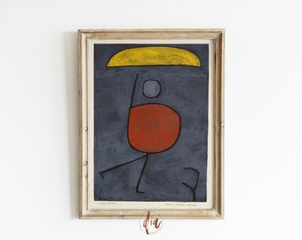 Paul Klee med paraplytryck, abstrakt vintageporträtt, digital kopia av berömd målning, estetisk rumsinredning, vintageaffisch, retrokonst