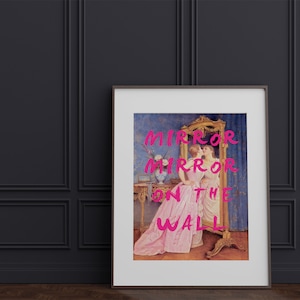 Altered Art Portrait, Girly Poster, Pink Grafitti, Spiegel Spiegel an der Wand, Vanity Print, Aesthetic Room Decor Maximallist Trendy Wall Art Bild 2