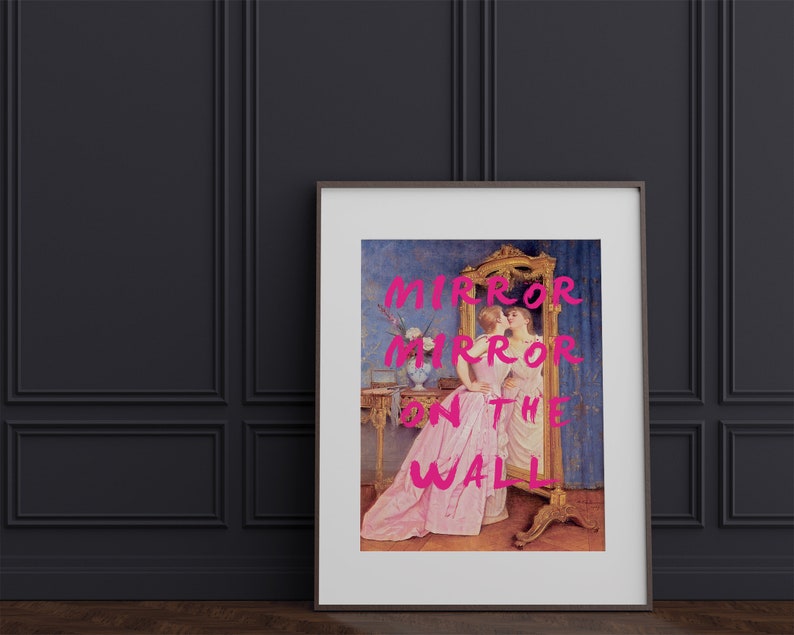 Altered Art Portrait, Girly Poster, Pink Grafitti, Spiegel Spiegel an der Wand, Vanity Print, Aesthetic Room Decor Maximallist Trendy Wall Art Bild 2