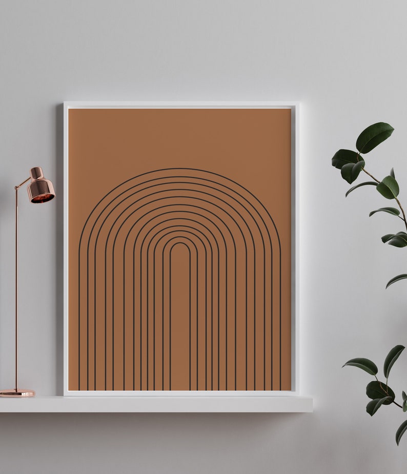 Terracotta Geometric Wall Art Prints Mid Century Modern Art Abstract ...