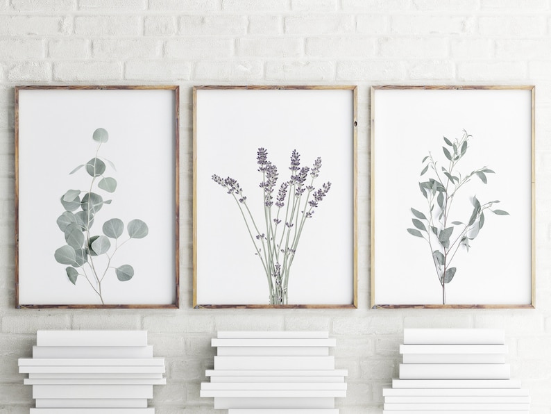 Set of 3 Prints Modern Farmhouse Print Botanical Wall Art Kitchen Wall Art Prints Printable Wall Art Lavender Print Affordable Wall Art image 2