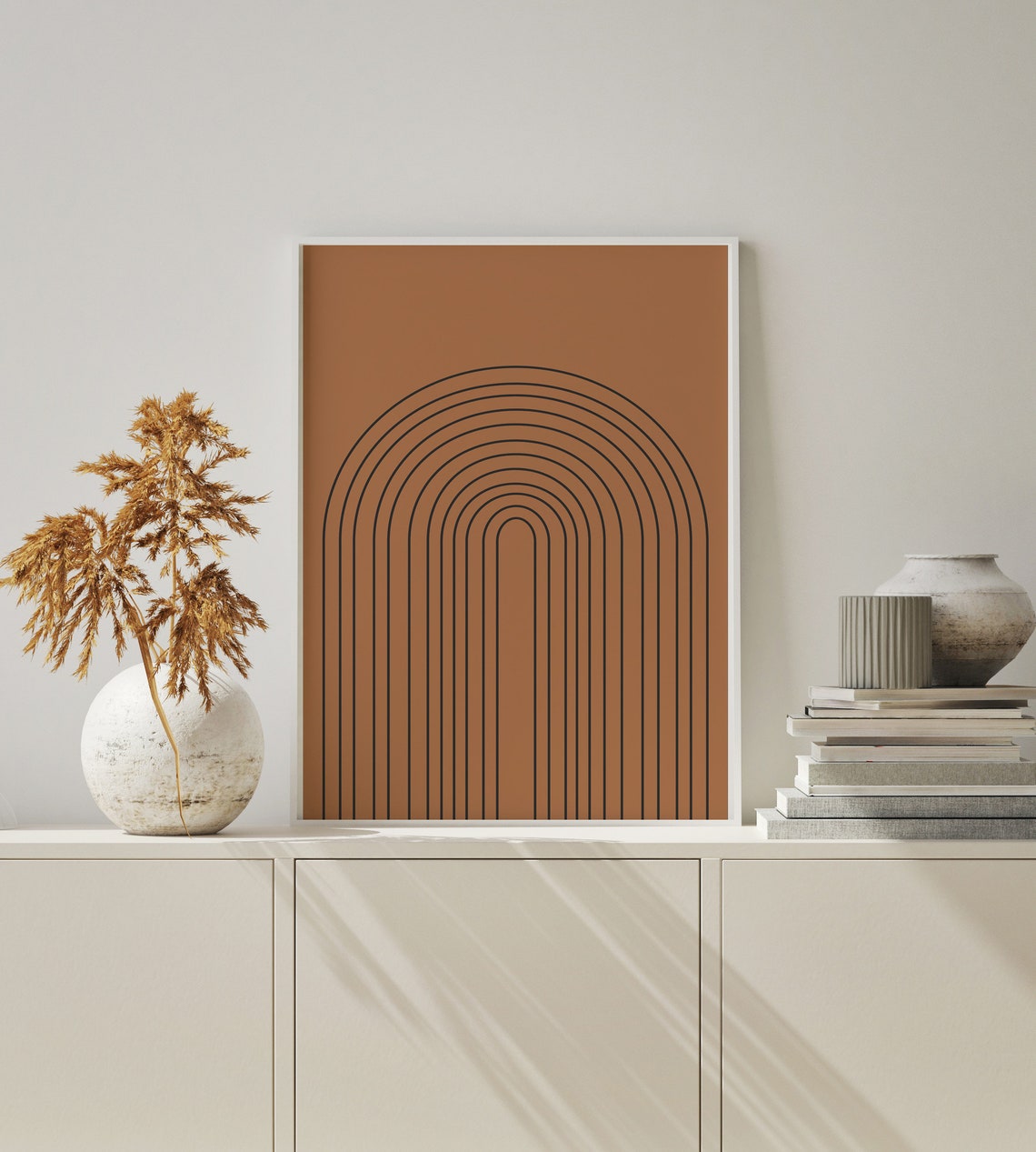 Terracotta Geometric Wall Art Prints Mid Century Modern Art Abstract ...