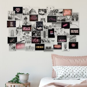 May include: A black and white photo collage with neon pink text. The text includes "Live Color Fully", "Peace", "Love", "Hello", "Laugh", "Do What You Love", "Good Vibes Only", "It Was All A Dream", and "Do Some Thing Great".