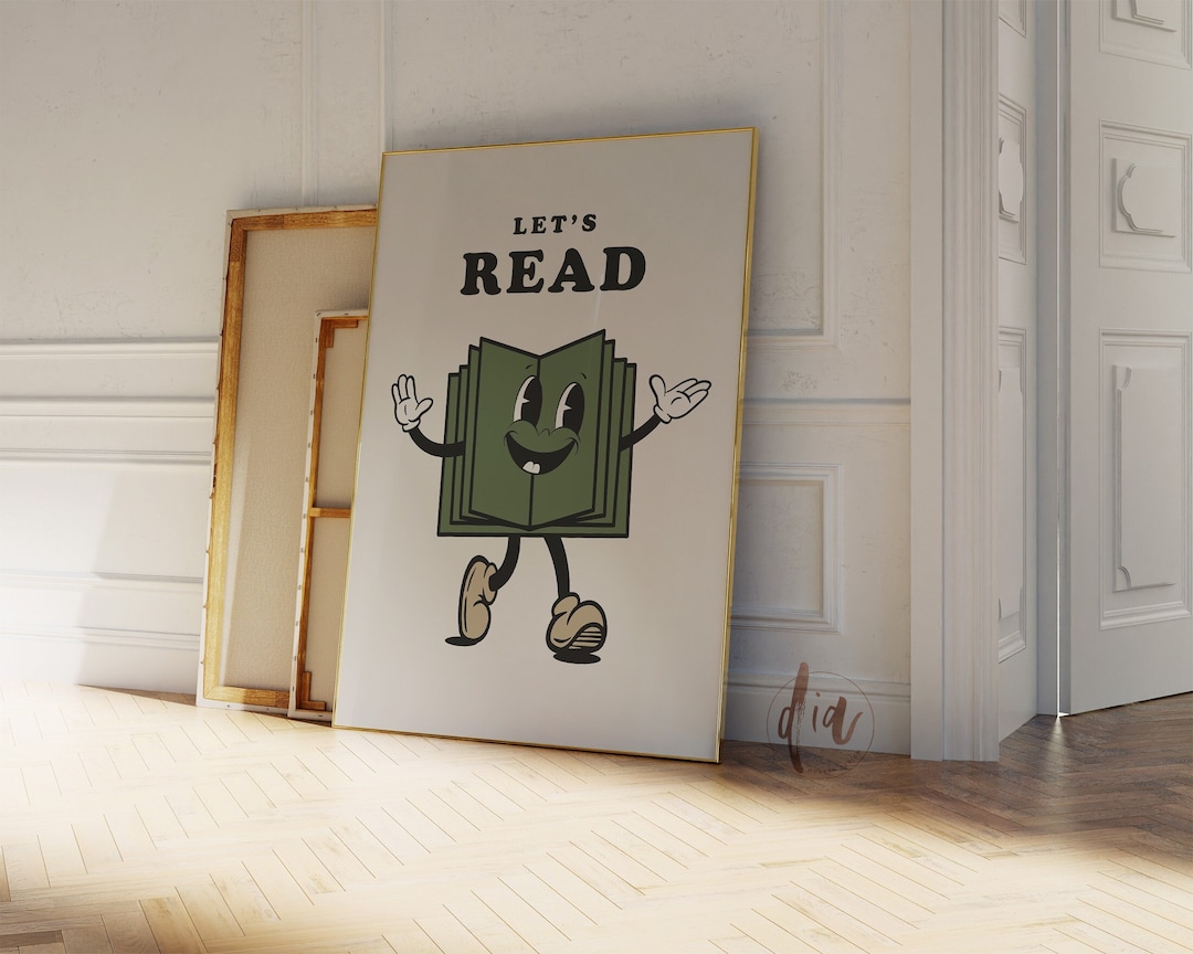 Let's Read Downloadable Art, Classroom Wall Art, Retro Reading Poster ...