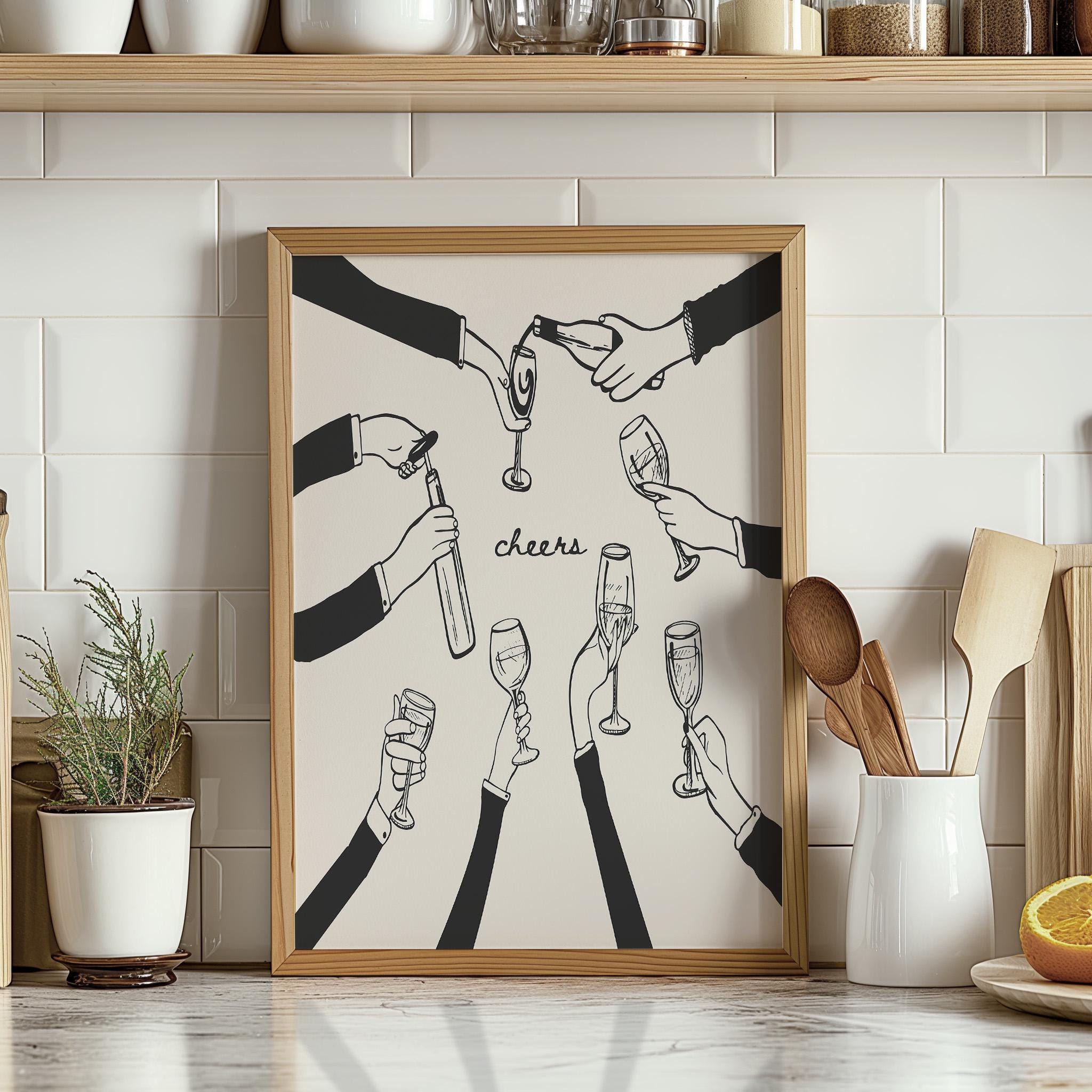 set of 2 bon appetit prints, retro cooking prints,... Retro Kitchen Print Set of 2, Cheers Digital Print, Bon Appetite Food ...