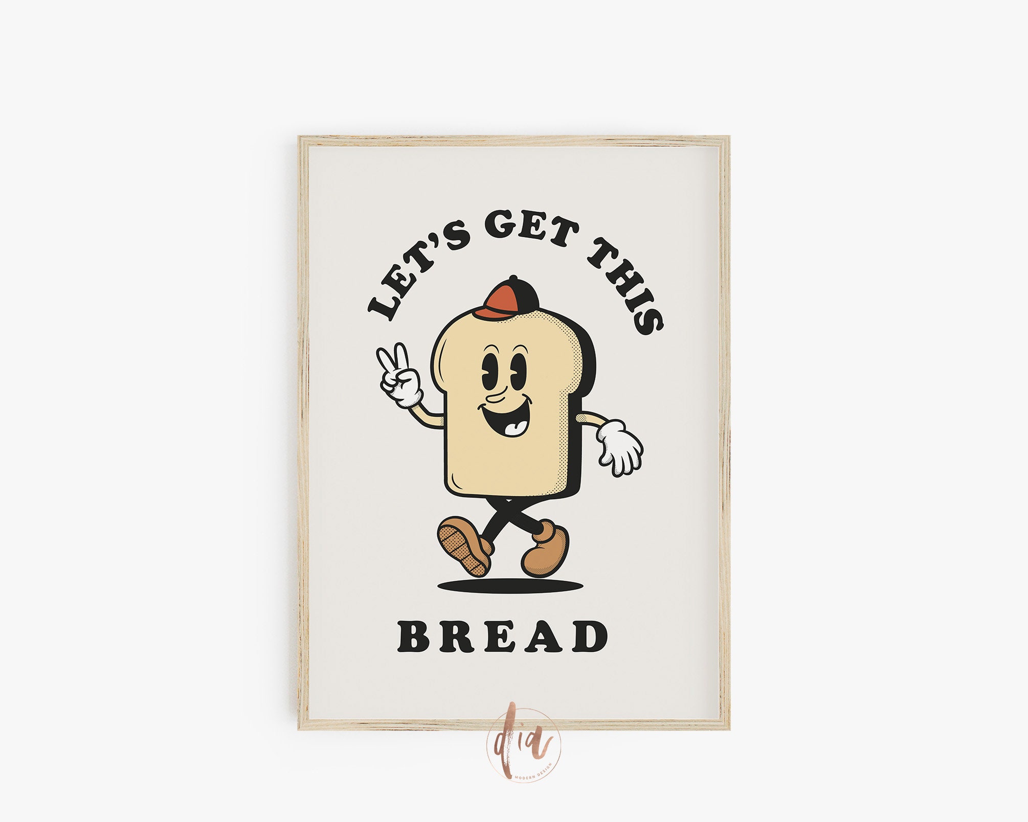 Lets Get This Bread Retro Mascot Print, 70s Cartoon Poster, Vintage ...