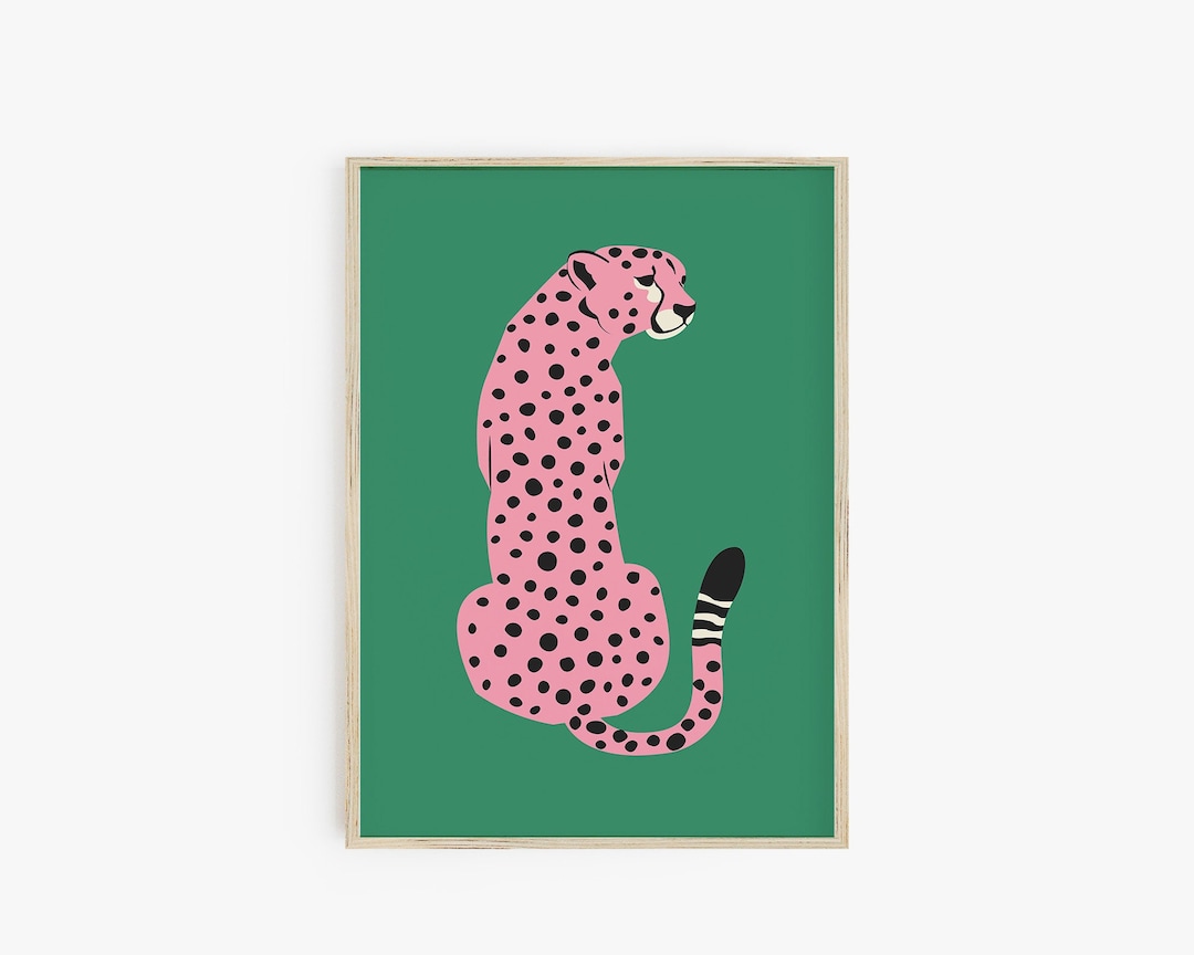 Pink Green Leopard Poster Print, Cheetah Wall Art, Trendy Wall Art ...