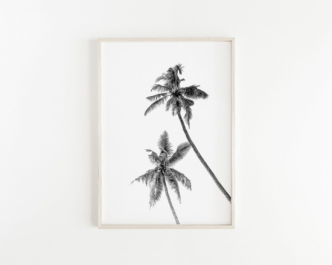 Boho Palm Tree Poster Print Black White Beach Decor Coastal Wall Art ...