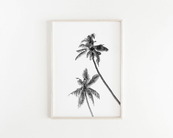 Boho Palm Tree Poster Print Black White Beach Decor Coastal Wall Art California Wall Art Prints Palms Print Modern Minimalist Printable Art