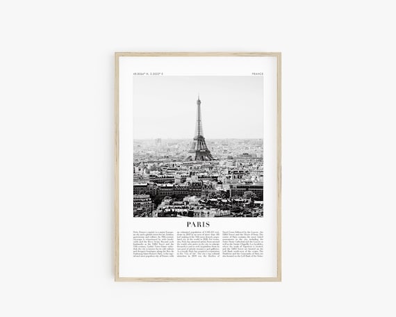 Paris Travel Poster, Black and White Travel Print, Paris France Print, City Wall Art, Large Printable Poster, Coordinate Print Digital Print