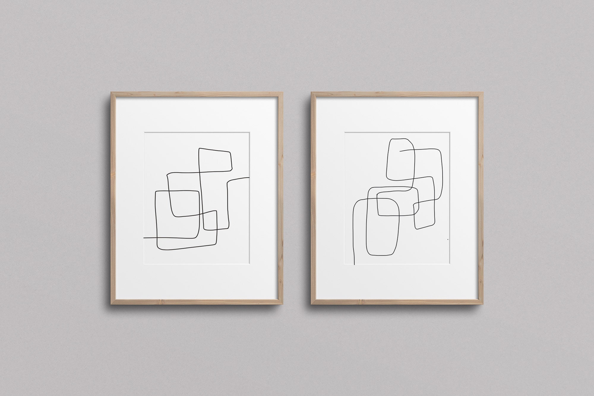 Abstract Line Art Set of 2 Prints, Digital Prints, Printable Wall Art ...