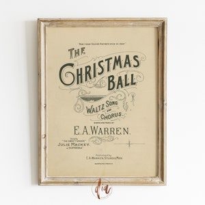 Vintage Christmas Poster, Christmas Ball Wall Art Print, Christmas Decor, Traditional Christmas Printable, Digital Art, Rustic Holiday
