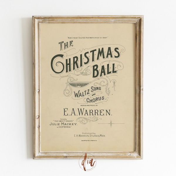 Vintage Christmas Poster, Christmas Ball Wall Art Print, Christmas Decor, Traditional Christmas Printable, Digital Art, Rustic Holiday