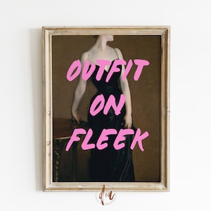 Outfit on Fleek Altered Art Portrait, eklektische Wandkunst, Vintage Malerei, Trendy Gallery Wall Print, Maximalist Decor, Digital Prints