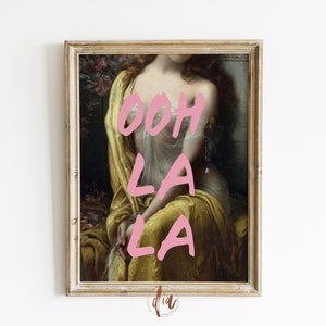 Ritratto artistico alterato di Ooh La La, Arte da parete eclettica, Pittura vintage, Stampa da parete della Galleria alla moda, Arredamento massimalista, Stampe digitali per camera da letto