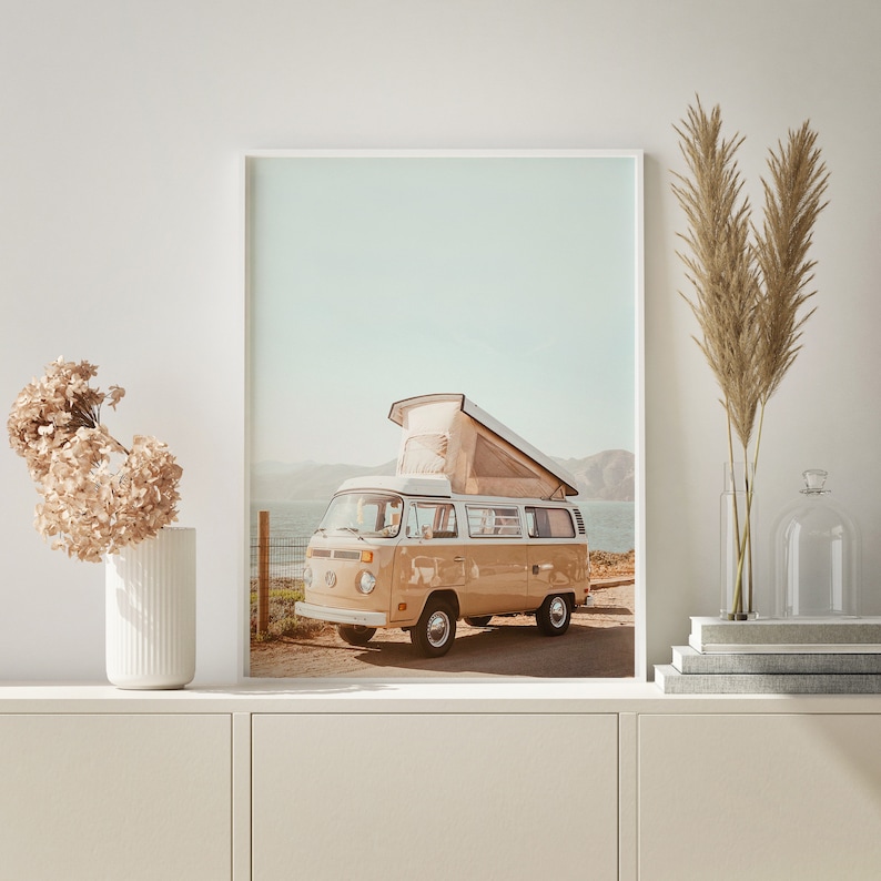 Retro Van Print Beach Decor California Wall Art Camper Van Etsy