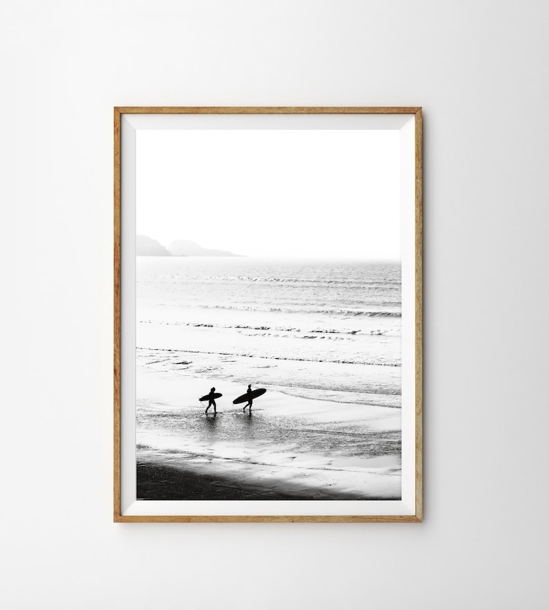 Black And White Surf Print California Wall Art Prints Beach Image 0