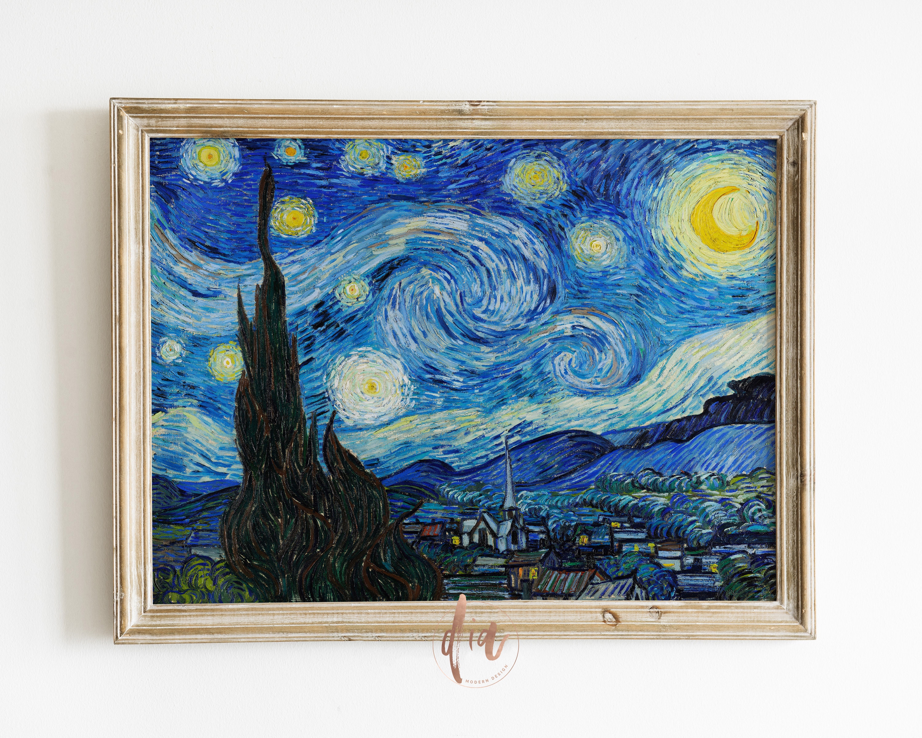 Van Gogh Starry Night Print, Digital Copy of Famous Painting