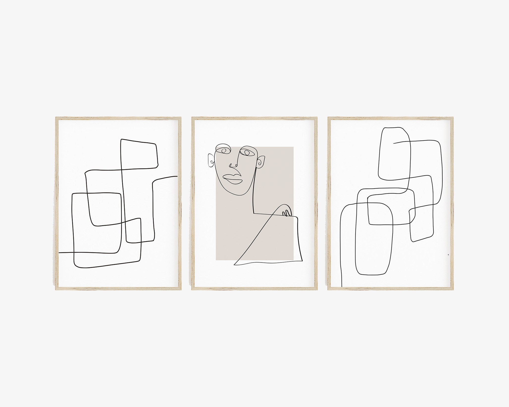 Line Art Set of 3 Prints Modern Minimalist Art Prints Abstract - Etsy