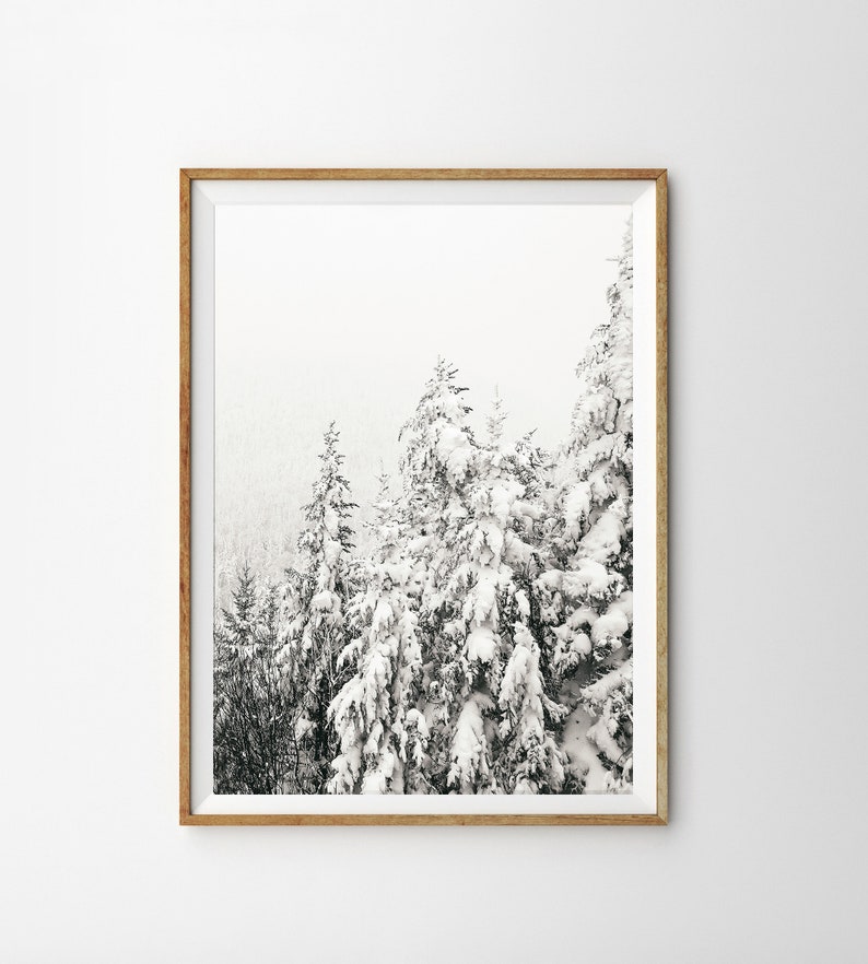 Snowy Trees Print Nordic Wall Art Prints Winter Decor Snow Etsy