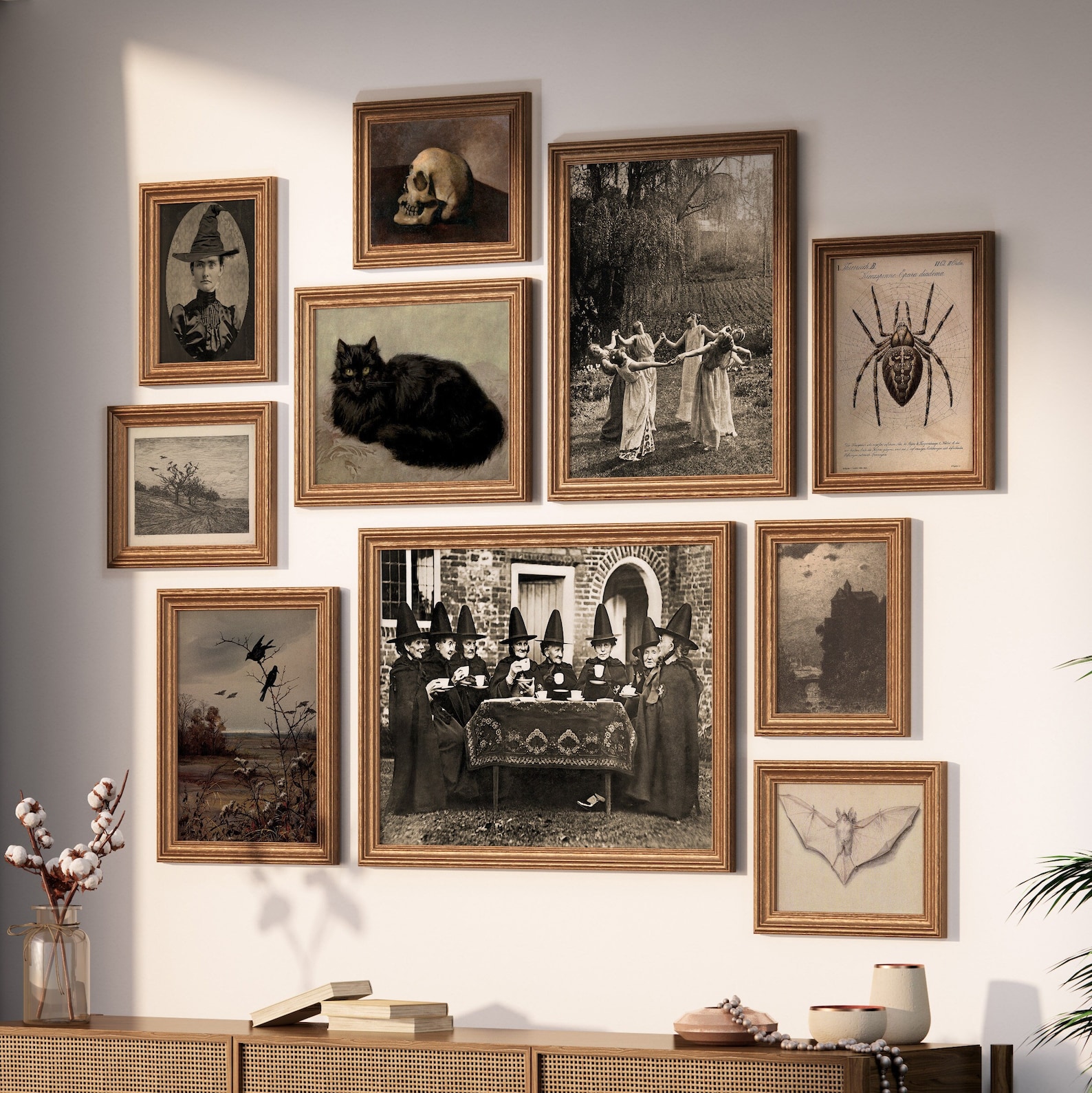 Vintage Halloween Wall Art Print Set, Downloadable Art, Dark Academia ...