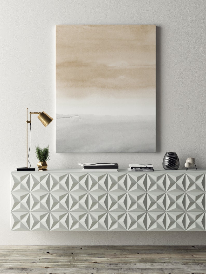 Taupe grey art extra large wall art prints large watercolor Etsy